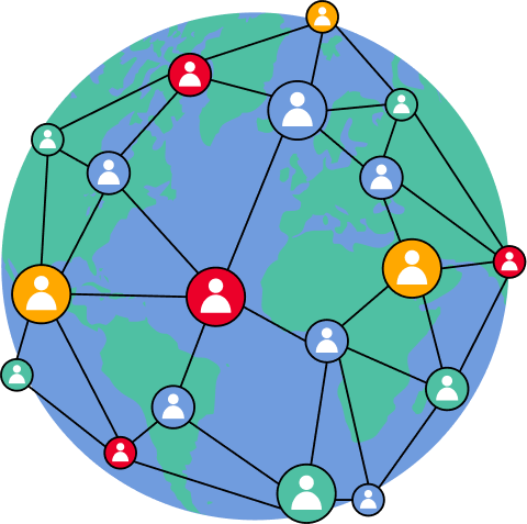 globe with interconnected people